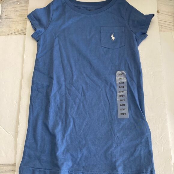 Polo children’s 2 pc periwinkle blue 100%cotton top & short drawstring pockets - Picture 1 of 9